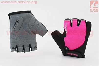 Перчатки без пальців S з гелевими вставками під долоню, чорно-рожеві SBG-1457