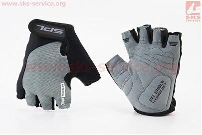 Перчатки без пальців S з гелевими вставками під долоню, чорно-сірі SBG-1457