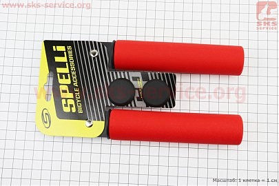 Ручки керма 130мм, силіконові, червоні SBG-6108
