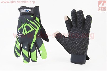 Перчатки мотоциклетні XL-Чорно-Салатові (сенсорний палець)