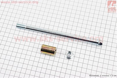 Вісь переднього колеса d10mm; L180mm + втулка, гайка, тип 2