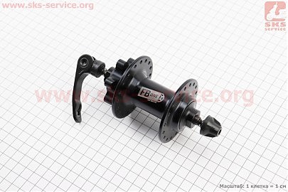 Втулка передня MTB алюмінієва 14Gx36H, Disk-brake, 2 пром-підшипники 6200 2RS, кріпл. ексцентрик, чорна FB-A291В