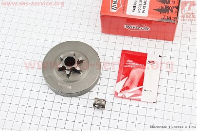 Тарелка сцепления "звезда" 3/8-6 3800, Partner-340S/350S/360S, AL-KO + подшипник + смазка