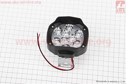 Фара додаткова світлодіодна вологозахисна — 9 LED, (77*64mm) з кріпленням