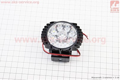 Фара додаткова світлодіодна — 9 LED з кріпленням, "компакт" ЧОРНА тип 1