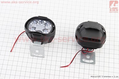 Фара додаткова світлодіодна вологозахисна — 6 LED з кріпленням, к-кт 2шт 64*52мм, тип 1