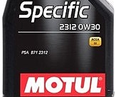 Масло моторное 100% синтетическое д/авто 867511/SPECIFIC 2312 SAE 0W30 (1L)/106413