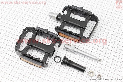Педалі MTB 9/16" (105x67x25mm) алюмінієві, 1 пром-підшипник (6*13*5), чорні HX-V22