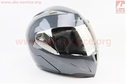 Шлем модуляр, закрытый с откидным подбородком+откидные очки BLD-158 S (55-56см), "КАРБОН" глянец