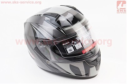 Шлем интеграл, закрытый (сертификация DOT)+откидные очки BLD-M67 S (55-56см), СЕРЫЙ глянец с серо-чёрным рисунком