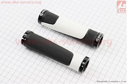 Ручки керма 130мм з затискачем Lock-On з двох сторін, чорно-білі VLG-776