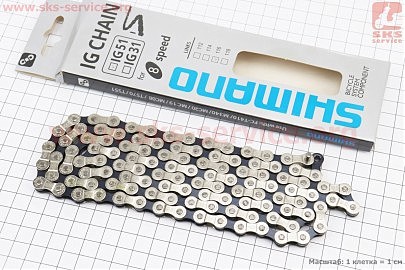 Цепь приводная 1/2х3/32х116L 7/8 скоростей, серебристо-чёрная IG 51, НЕ оригинал