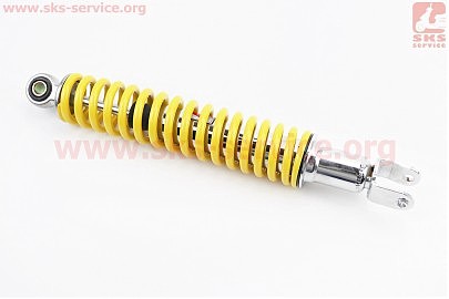 Амортизатор задній GY6 — 340мм*d50мм (втулка 10мм / вилка 8мм), жовтий