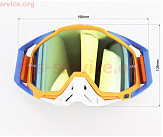 Очки кроссовые/эндуро/АТV со сменным стеклом+защитная пленка 1шт+набор для ухода, оранжево-сине-белые (зеркальное стекло)