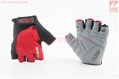 Перчатки без пальців S з гелевими вставками під долоню, чорно-червоні SBG-1457