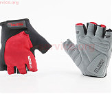 Перчатки без пальців S з гелевими вставками під долоню, чорно-червоні SBG-1457