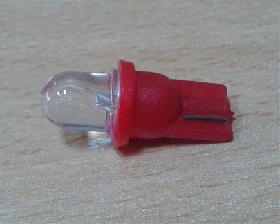 Лампа Т10 12В 10Вт светодиод красная (2 шт.)