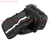 Сумка трансформер на багажник, розкладні бічні кишені, світловідбиваючі смуги, чорно-сіра, НЕ оригінал