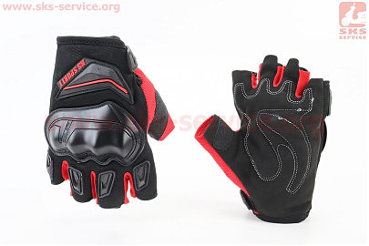Перчатки мотоциклетні без пальців L-Чорно-Червоні, тип 2