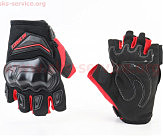 Перчатки мотоциклетні без пальців L-Чорно-Червоні, тип 2