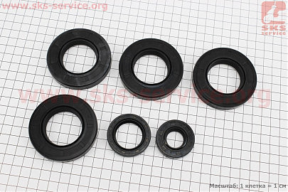 Сальники к-кт 6шт (20x40x8; 30x45x8; 40x70x12-4шт) редуктора 101-2, чорні