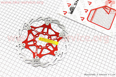 Гальмівний диск 160мм, кріпл. 6 болтів, на алюмінієвому павуку, червоний FD-01