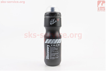 Фляга пластикова 550мл, з захисною кришкою, чорна з малюнком біло-червоним "Trek"