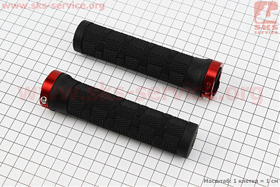 Ручки керма 130мм з затискачем Lock-On, чорно-червоні