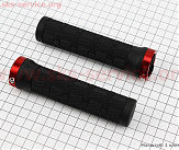 Ручки руля 130мм с зажимом Lock-On, чёрно-красные