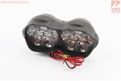 Фара подвійна додаткова світлодіодна вологозахисна — 18 LED, (146*62mm) з кріпленням, тип 1