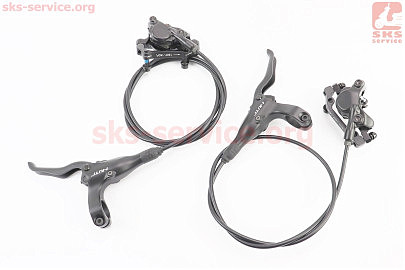 Гальмо Disk-brake гідравлічне переднє (F160/R140мм)+заднє (F180/R160мм), чорні