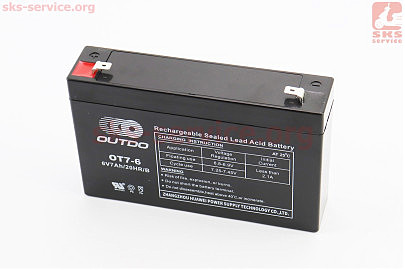 Акумулятор 6V7Ah OT7-6 кислотний (L151*W35*H94mm) для ДБЖ, іграшок та ін.