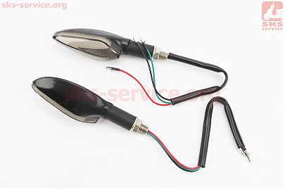 Поворот диодный на гибкой ножке + габарит синий LED ЛОДОЧКА "секвентальный", 2шт