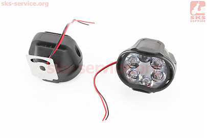 Фара додаткова світлодіодна вологозахисна — 6 LED з кріпленням, к-кт 2шт 64*52мм, тип 2