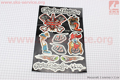 Наклейки на планшеті "TROY LEE DESIGNS" набір 10шт 33х22,5, 5757
