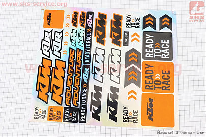 Наклейки набор 38шт "KTM" FG-087 (25x30см)