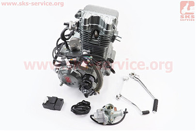 Двигун мотоциклетний в зборі CGT-250cc (водяне охолодження) + карбюратор, комутатор, котушка запалювання, тип 2
