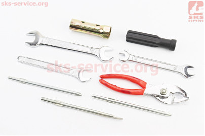 Ключ свічковий для 4Т — 16/18mm + 7 предметів (ріжковий ключ 8*10mm/ріжковий ключ 13 mm/ріжковий ключ 12*14mm/викрутка+-/плоскогубці) "ЗІП"