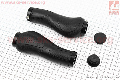 Ручки керма 135мм з затискачем Lock-On з двох сторін, ергономічні, чорні TPE-080