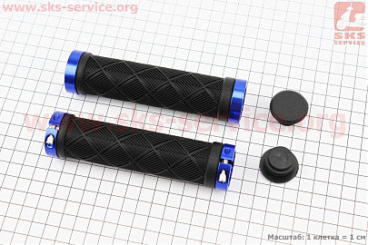 Ручки керма 130мм з затискачем Lock-On з двох сторін, чорно-сині TPE-093