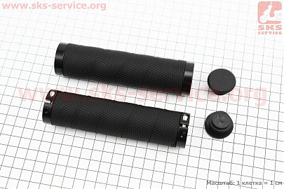 Ручки керма 130мм з затискачем Lock-On з двох сторін, екошкіра, чорні PU-192A
