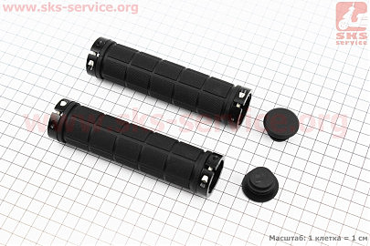 Ручки керма 130мм з затискачем Lock-On з двох сторін, чорні TPE-155A