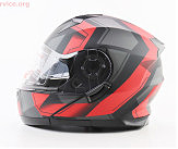 УЦЕНКА Шлем модуляр, закрытый с откидным подбородком+откидные очки BLD-162 S (55-56см), ЧЁРНЫЙ матовый с красно-серым рисунком (см. фото)