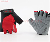 Перчатки без пальців XL з гелевими вставками під долоню, чорно-червоні SBG-1457