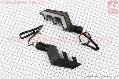 Поворот діодний на гнучкій ніжці + стоп сигнал/габарит LED ВИГИБ тип 2 "секвентальний", 2шт