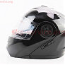 Шлем модуляр, закрытый с откидным подбородком+откидные очки BLD-159 L (59-60см), ЧЕРНЫЙ глянец