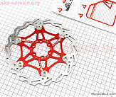 Гальмівний диск 180мм, кріпл. 6 болтів, на алюмінієвому павуку, червоний FD-01