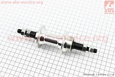 Втулка задняя MTB алюминиевая 14Gx36H под вольнобег, V-brake, 2 пром-подшипники 6200 2RS, крепл. гайка, FB-A201B