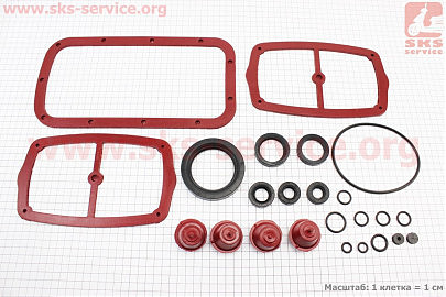 Ремонтний комплект гумових деталей МТ, 21 деталь, червоний