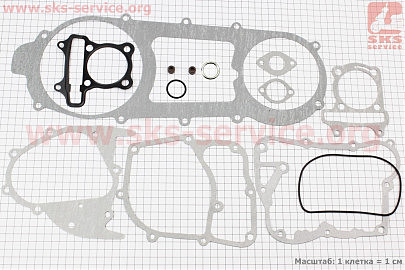 Прокладки двигуна 150cc-57,4мм, к-кт 15 деталей, довгий варіатор